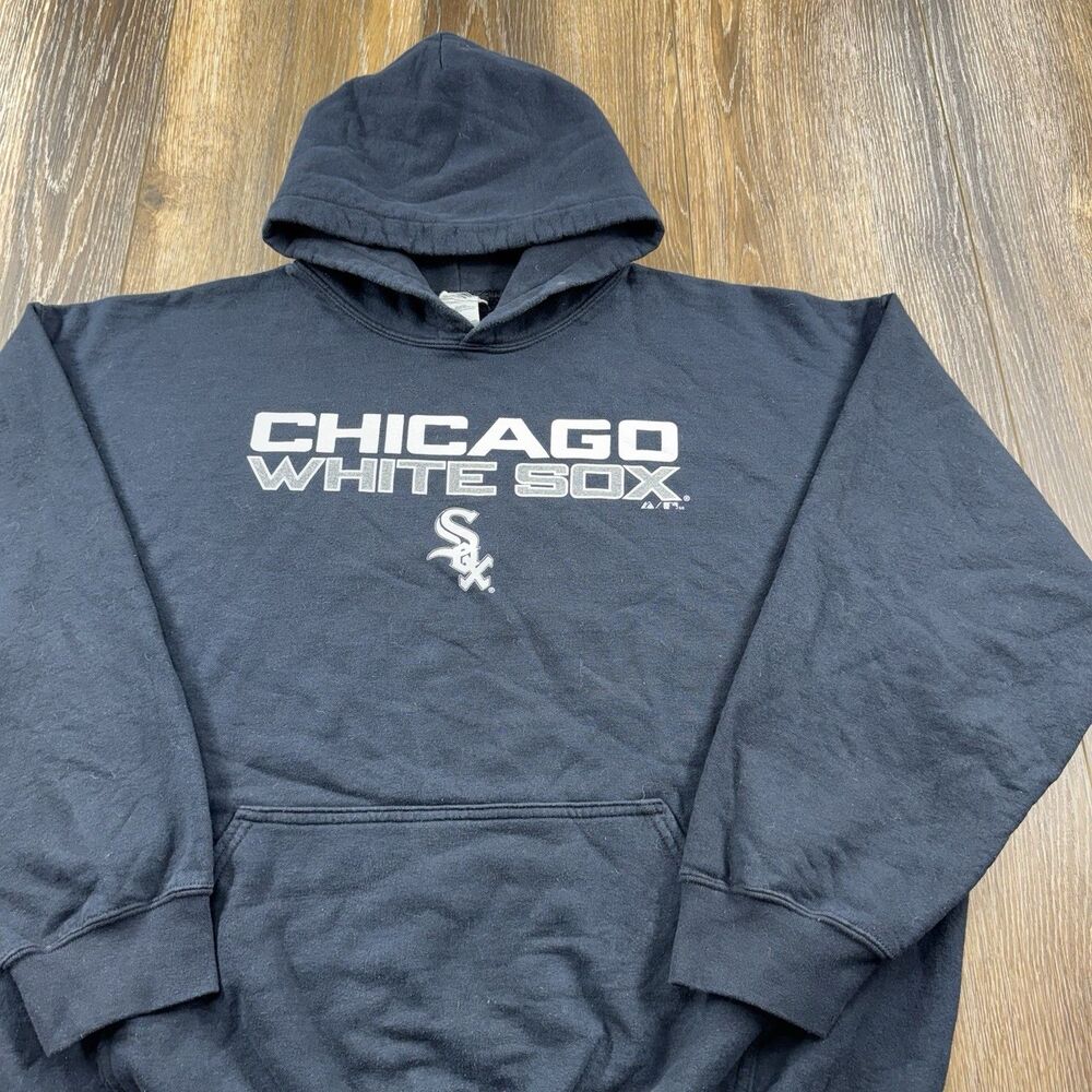 Vintage Chicago White Sox Hoodie Mens XL Black Sweatshirt MLB Baseball Team Logo